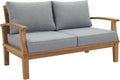 Modway EEI-1144-NAT-GRY-SET Marina Premium Grade A Teak Wood Outdoor Patio Loveseat, Natural Gray