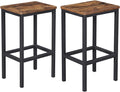 VASAGLE Bar Stools, Set of 2 Bar Chairs, Kitchen Breakfast Bar Stools with Footrest, Industrial in Living Room, Party Room, Rustic Brown and Black ULBC65X