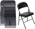 10 Pack Black Folding Chairs with Padded Seats, Portable Stackable Foldable Chairs for Indoor and Outdoor, Commercial Seat with Metal Frame for Events Office Wedding, 330lbs Capacity