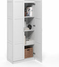 Furinno Robin Storage Cabinet, 4-Tier Pantry Cabinet with Adjustable Shelves, 30W with 2 Shaker-Doors, Kitchen Cabinet, Organization and Storage, for Pantry, Living Room, Home Office, White