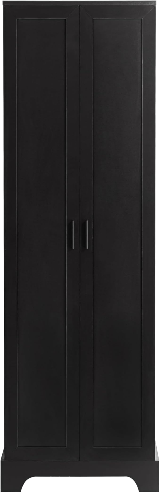 Tall Freestanding Storage Cabinet, Multi-Purpose Floor Organizer with 2 Doors & 5 Adjustable Shelves for Bathroom, Office, Living Room, Black