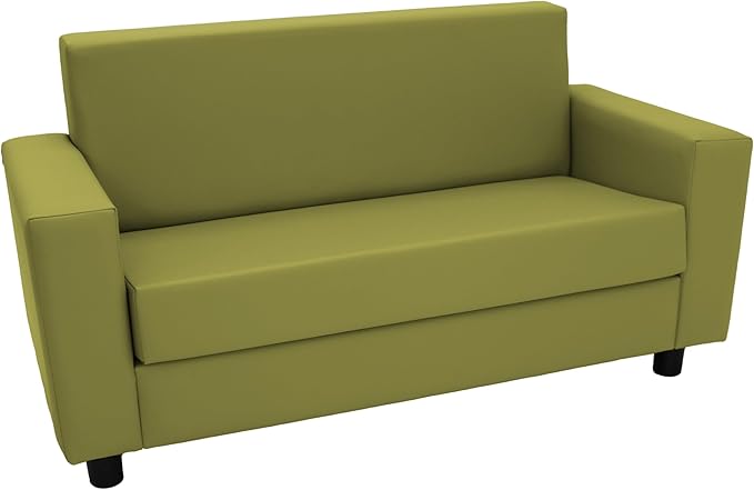 Factory Direct Partners SoftScape Inspired Playtime Classic Reading Sofa, Children's Commercial-Grade Upholstered Furniture for Home, Daycare, Preschool, Library; Modern Design - Fern Green, 14473-FG