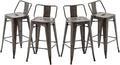 HAOBO Home 24" Low Back Metal Counter Stool Height Bar Stools [Set of 4] Barstools, Bronze
