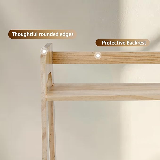 Double-tier bookshelf, book storage rack, 17.5-inch multifunctional desktop solid wood bookshelf and countertop display stand. Ideal for kitchen organization, tidying books, teacups, and toys.
