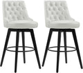 Watson & Whitely Bar Stools, 360° Swivel Upholstered Bar Stool with Back, 30" H Bar Height Barstools, Set of 2, Faux Leather in White