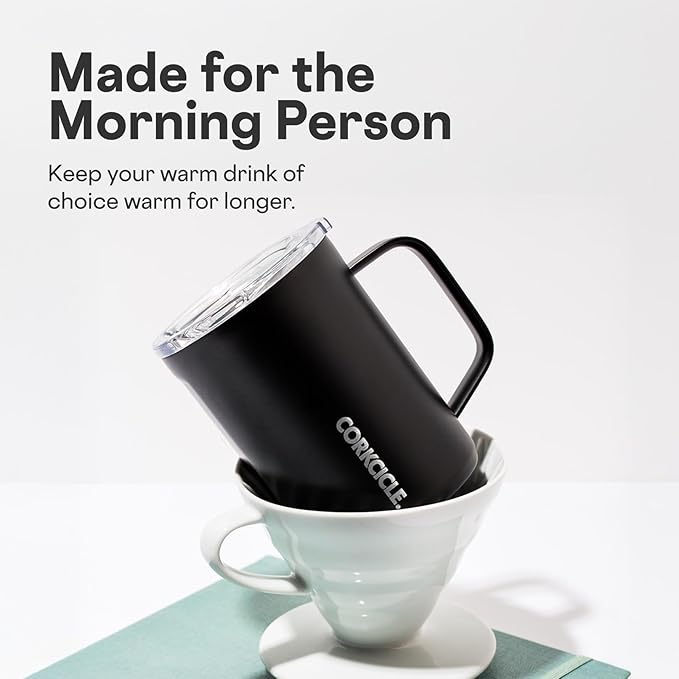 Corkcicle x Rifle Paper Co. Triple Insulated Coffee Mug with Lid & Handle - Keeps Beverages Hot for 3+ Hours - Gift for Mom - Great for Mother's Day or Christmas - 16 oz - Curio Cream