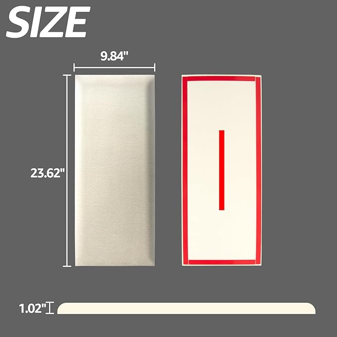 Art3d Peel and Stick Headboard for Full in Velvet Stone, Pack of 6 Panels Sized 9.84" x 23.62", Soundproof Wall Panels 3D, Upholstered Wall Panel