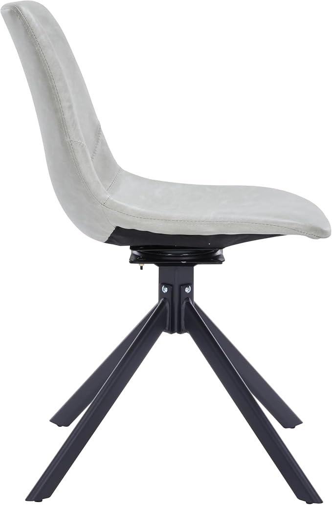LeisureMod Markley Swivel Leather Dining Side Chair with Durable Iron Legs – Comfortable Accent Chair for Kitchen, Dining Room, or Office Set of 4