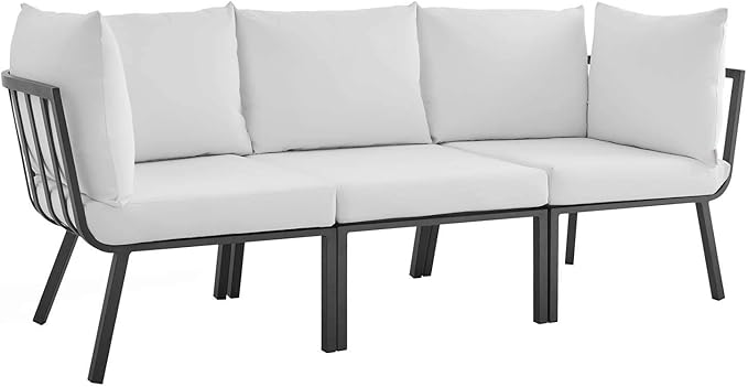 Modway Riverside Outdoor Furniture, 3-Piece Set, Gray White