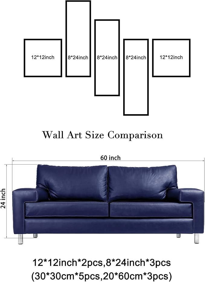 Wieco Art Stretched and Framed 100% Hand-Painted Modern Canvas Wall Art Decor Perfect White Lines Home Decoration Abstract Oil Paintings on Canvas 5pcs/Set