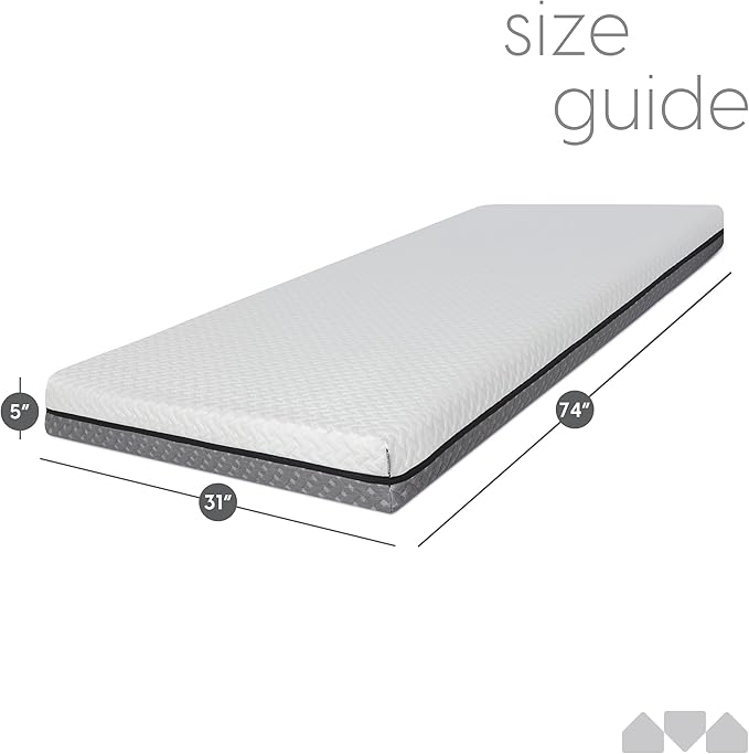 Milliard 5 in. Deluxe Memory Foam Mattress Cot, Dual-Sided - for Bunk Bed, Daybed, Trundle or Folding Bed Replacement (73.5"x31"x5")