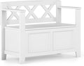 SIMPLIHOME Amherst Entryway Storage Bench - 36 inch Wide Solid Wood Small Hallway Seat in White, Transitional Bench for Entryway or Living Room with Lift-Up Lid and Compact Storage