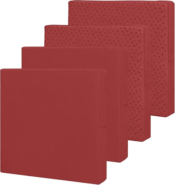 Easy-Going Waterproof Patio Cushion Covers 20x18x4 inch 4 Pack Replacement Non-Slip Outdoor Seat Cushion Slipcover with Zipper. Red