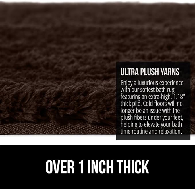 GORILLA GRIP Bathroom Rugs, 60x24, Ultra Soft Absorbent Mat, Thick Plush Bath Rug, Machine Washable, Microfiber Quick Dry, Mats for Shower, Bathtub and Floor, Home Decor Accessories, Brown