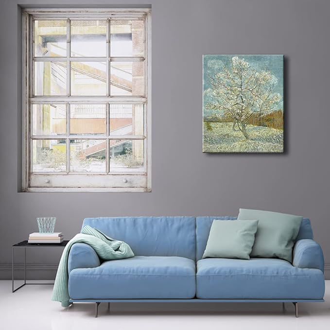 Wieco Art The Pink Peach Tree by Van Gogh Famous Oil Paintings Reproduction Large Modern Stretched and Framed Landscapes Artwork Classic Pictures Giclee Canvas Prints Wall Art for Home Decor