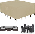 Easy-Going Square Patio Furniture Cover Waterproof Outdoor Dining Table and Chair Cover Anti-UV Outside Sectional Sofa Set Covers (126"L x 126"W x 32"H, Camel)
