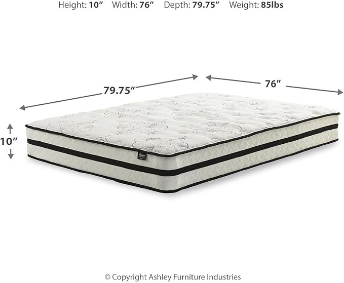 Signature Design by Ashley King Size Chime 10 Inch Medium Firm Hybrid Mattress with Cooling Gel Memory Foam for Pressure Relief, Fiberglass Free, Mattress In A Box