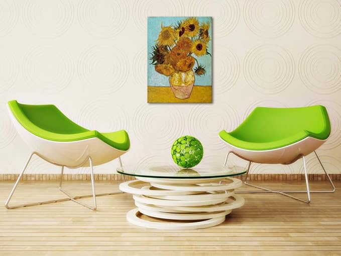 Wieco Art Sunflower Large Canvas Prints Wall Art by Vincent Van Gogh Oil Paintings Reproduction Modern Stretched and Framed Floral Giclee Flowers Pictures Artwork for Bedroom Home Office Decor