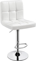Yaheetech Bar Stools, PU Leather Adjustable Swivel Barstools, Armless Hydraulic Kitchen Counter Bar Stool, Kitchen Island Chairs, White