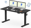 FLEXISPOT EN1 Whole Piece Standing Desk 55 x 28 Inches Stand Up Desk for Workstation and Home Office (Black Frame + 55" Black Top, 2 Packages)