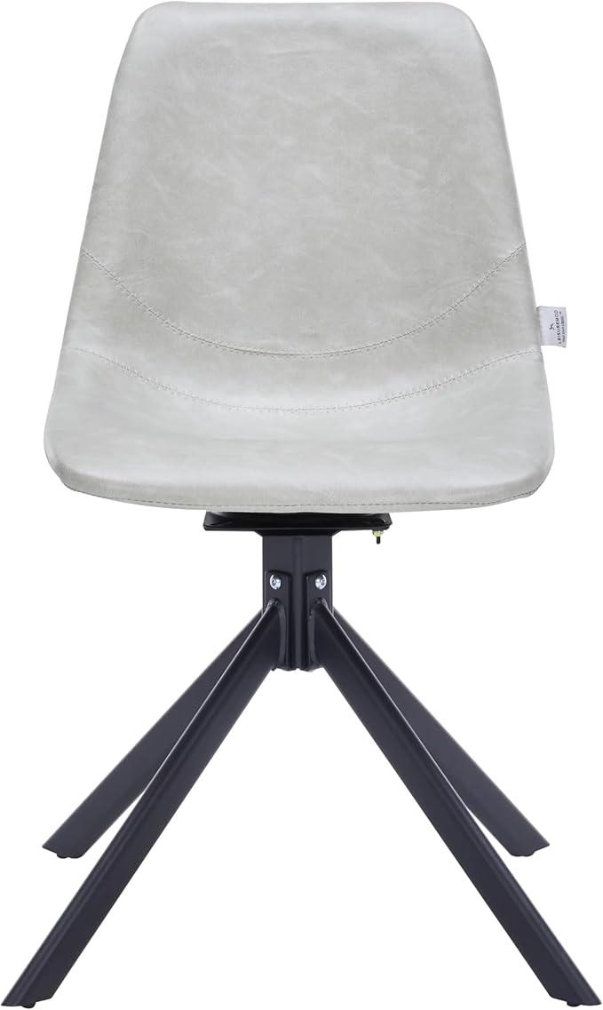 LeisureMod Markley Swivel Leather Dining Side Chair with Durable Iron Legs – Comfortable Accent Chair for Kitchen, Dining Room, or Office Set of 4