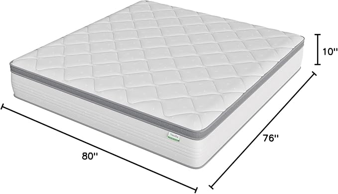 Novilla King Mattress, 12 Inch Hybrid Mattress King with Comfort Foam, Innerspring Pillow Top Mattresses in a Box, King Size Mattresses for Pressure & Pain Relief, Soft Feel but Supportive