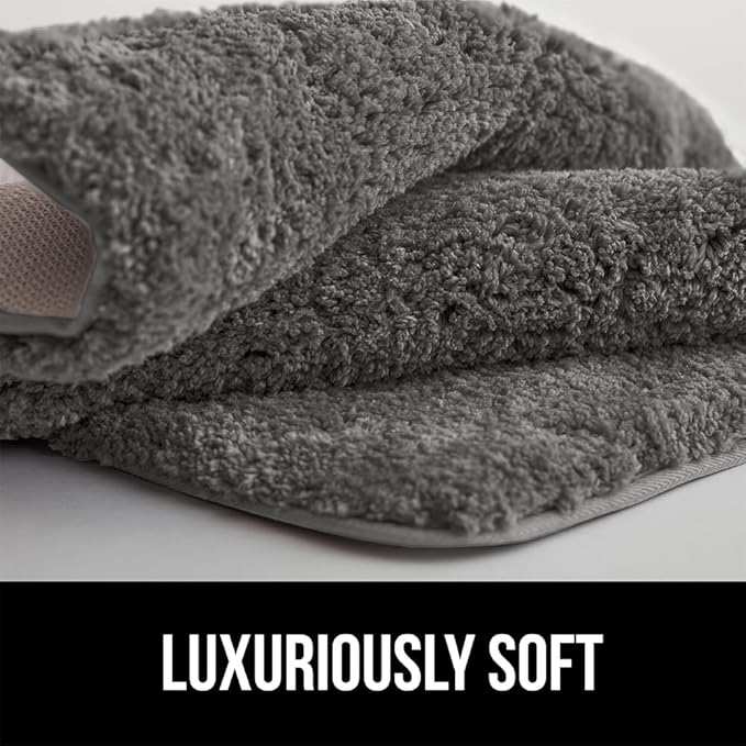 GORILLA GRIP Bathroom Rugs, 30x20, Ultra Soft Absorbent Mat, Thick Plush Bath Rug, Machine Washable, Microfiber Quick Dry, Mats for Shower, Bathtub and Floor, Home Decor Accessories, Charcoal