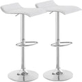 VECELO Bar Stools Set of 2, Swivel Bar Chairs, Adjustable Counter Bar Stools, Modern Armless PVC Stools for Kitchen/Island/Bar/Dining Room/Party, Pearl White