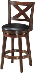 COSTWAY Bar Stools, Counter Height Dining Chair, Fabric Upholstered 360 Degree Swivel, PVC Cushioned Seat, Perfect for Dining and Living Room