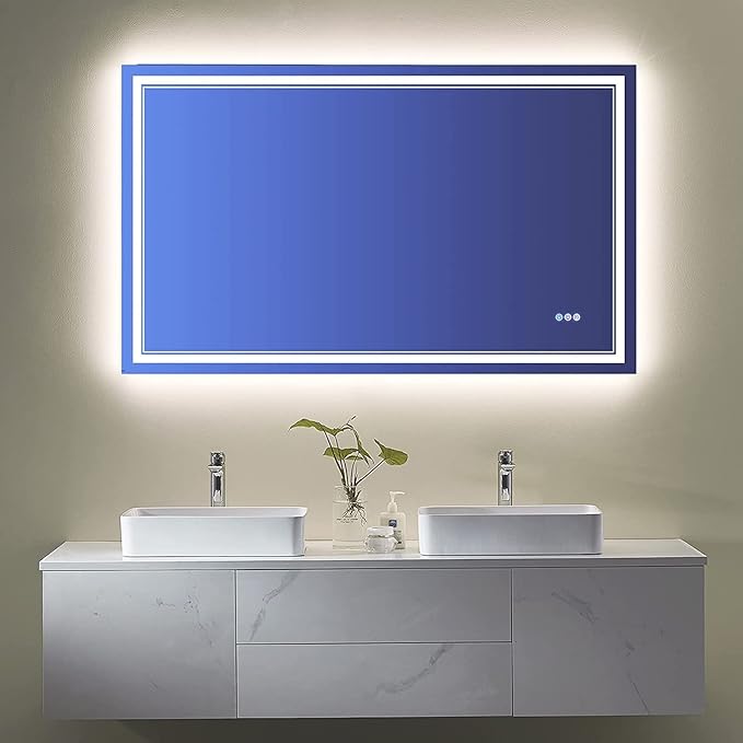 40x32 inch LED Bathroom Mirror with RGB Lights Color Changing Backlit Mirror Shatterproof Dimmable Anti-Fog Lighted Vanity Mirror (RGB Multicolor Backlit + Adjustable Front-Lighted)