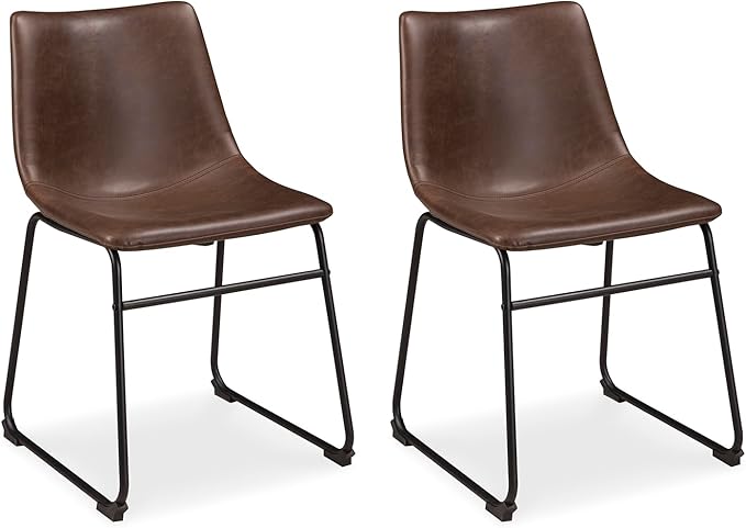 Signature Design by Ashley Mid Century Centiar Dining Bucket Chair Set of 2, Black and Brown