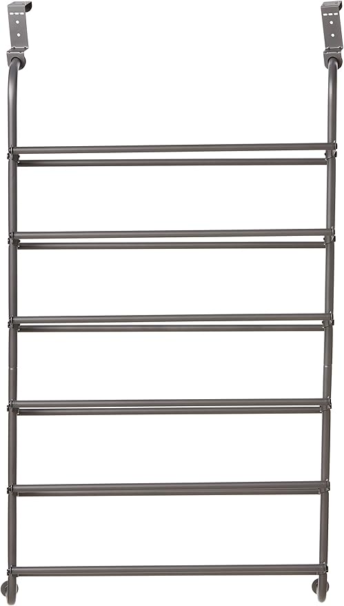 Whitmor 18 Pair Over The Door Shoe Organizer, 6 Tier Heavy Duty Metal Shoe Organizer for Closet, Hanging Shoe Rack for Closet Organizer & Storage, 42" L x 22.7" W x 7.5" H, Gunmetal Gray