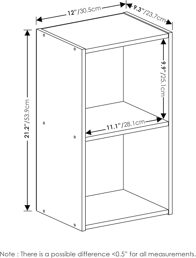 Furinno PASIR Book Shelf, 2-Tier Modern Bookshelf, Open Shelves Bookcase 9 x 12 x 21, for Living Room, Bedroom, Home Office, Pink/White