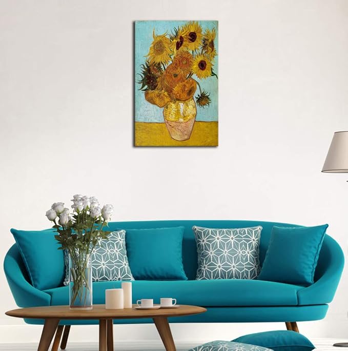 Wieco Art Sunflower by Vincent Van Gogh Oil Paintings Reproduction Large Modern Floral Giclee Canvas Prints Artwork Flowers Pictures on Canvas Wall Art for Bedroom Home Decorations L