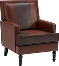 MOJAY Mid-Century Modern Accent Chairs, PU Leather Upholstered Lounge Armchair, Comfy Club Chair for Living Room, Bedroom, Home Office & Study (Brown)