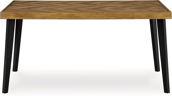 Signature Design by Ashley Blondon Rectangular Dining Room Table Set with 6 Chairs, Chevron Pattern, Tapered Legs, Seats 6, Wood, 60" Long, Brown & Black