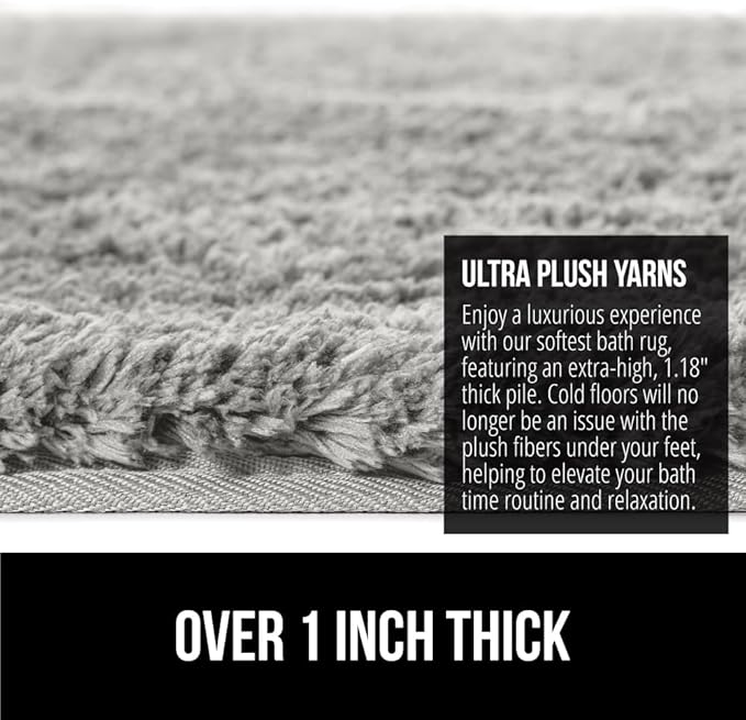 GORILLA GRIP Bathroom Rugs, 36x24, Ultra Soft Absorbent Mat, Thick Plush Bath Rug, Machine Washable, Microfiber Quick Dry, Mats for Shower, Bathtub and Floor, Home Decor Accessories, Light Gray