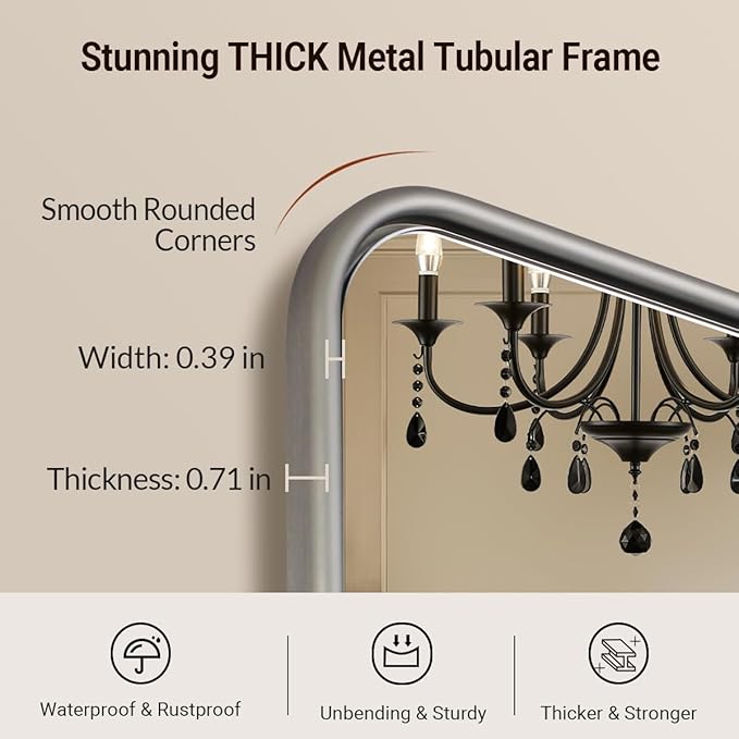 ANDY STAR Wall Mirror for Bathroom, 24x40 Inch Brushed Nickel Rectangle Bathroom Mirror for Over Sink, Modern Silver Rectangular Mirror for Vanity with Non-Rusting Tube Metal Frame, Explosion-Proof