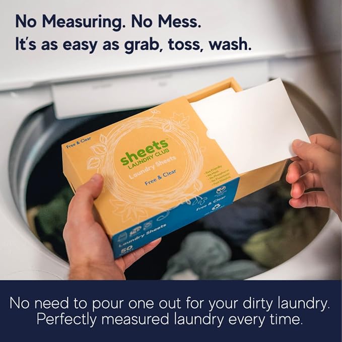 Sheets Laundry Club - Liquidless Laundry Detergent Sheets, 400 Loads - Fresh Linen Scent, Eco-Friendly, Quick-Dissolving Formula, Hypoallergenic, Septic Safe, Plastic-Free Packaging - 200 Sheets