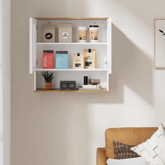 Bathroom Wall Cabinet, Medicine Cabinet with Louvered Doors & Adjustable Shelf, Over The Toilet Storage Cabinet for Laundry Room & Kitchen & Living Room