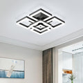 GEADI Modern LED Ceiling Light, 64W Dimmable Black Flush Mount Light 5-Square Ceiling Lamp with Remote Control, Acrylic Ceiling Chandelier Lighting for Living Room Bedroom Office, 3000K-6500K
