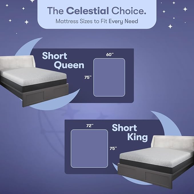 Celestial Sleep RV Camper Mattress, Made in The USA, CertiPUR-US® Certified Foam, Oeko-Tex, and Fiberglass-Free Certified Memory Foam Bed, 10 inch Medium - RV Short Queen