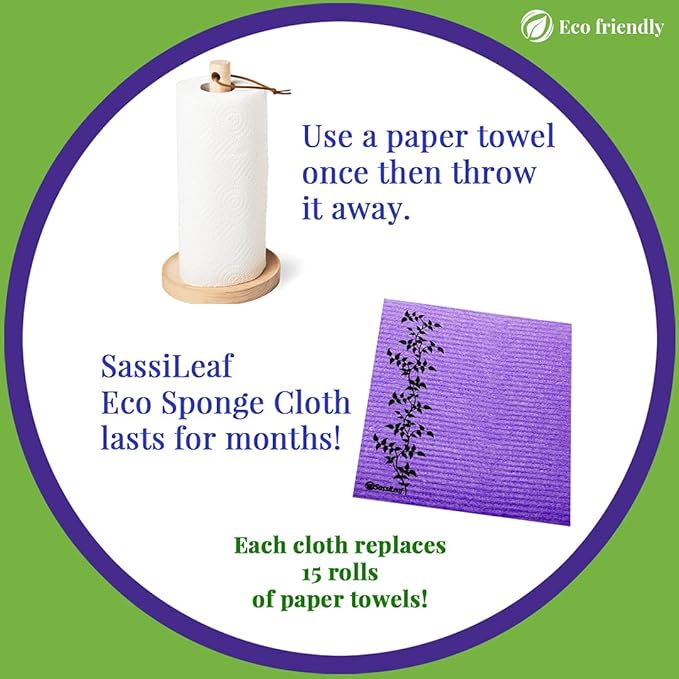 Swedish Dishcloth Cellulose Sponge Cloth, Absorbent, Reusable, Eco-Friendly, Set of 8 (Lavender)