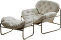 Thick Cushioned Recliner Sofa, Lazy Chair with Upholstery and Footrest, for Living Room, Bedroom, Dorm White B