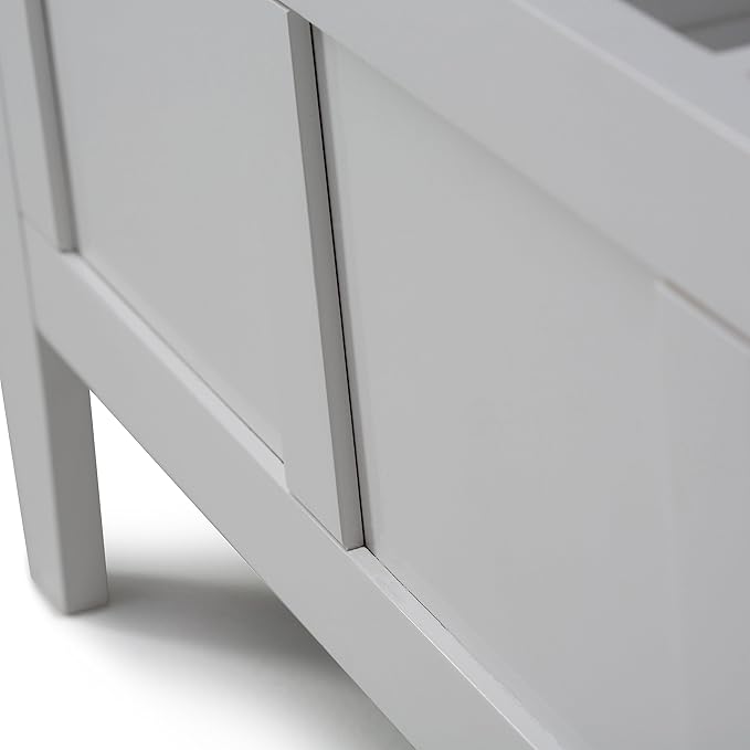 SIMPLIHOME Brooklyn Entryway Storage Bench - 48 inch Wide Solid Wood Storage Seat in White, Contemporary Bench for Entryway or Living Room with Lift-Up Lid and Slatted Backrest