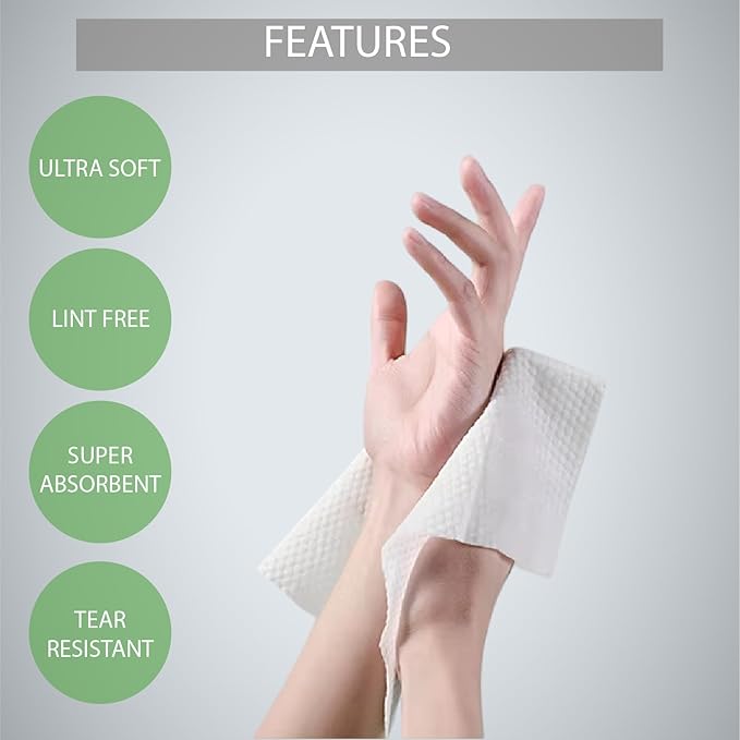 XL Disposable Face Towels 10” x 12” Eucalyptus Fiber Face Towelettes, Ultra Soft Facial Tissue Wipes for Women, Skin Friendly Dry Wipes Makeup Remover 50 Count (Pack of 1)