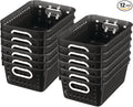 Really Good Stuff Medium Plastic Book Baskets, 11" by 7.5" by 4.5" - 12 Pack, Black, Versatile Storage Solution for Classroom, Home and Office, Toy Storage, Multi-Purpose Organizer Basket