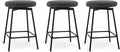 Swivel Bar Stools Set of 3, 24" Counter Height Bar Stool, Backless Barstools with Faux Leather Upholstered Seat&Sturdy Wood Legs for Kitchen Island, Black