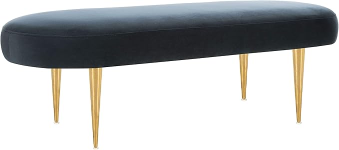 Safavieh Home Collection Corinne Emerald and Gold Velvet Oval Bench