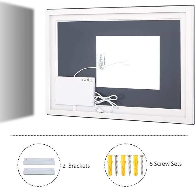 VooBang Bathroom Mirror with Lights 40 x 60 inches - 3 Adjustable Lighting Modes LED Bathroom Vanity Mirror, Anti-Fog, Memory Function, Tempered Glass, Wall Mounted Horizontally Vertically